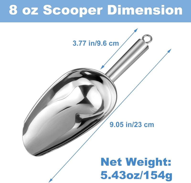 LifHap Ice Scoop,8 oz Metal Ice Scoop for Freezer,Stainless Steel Scooper for Ice Machine,Ice Bucket,Bar,Kitchen,Parties,Food Scoop for Popcorn,Flour,Candy,Pet Food - Image 5